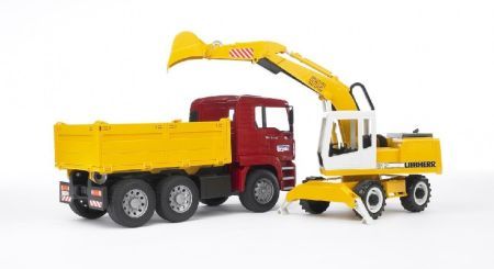 Bruder 2751 MAN TGA sklp + bagr LIEBHERR