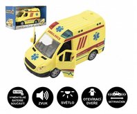 Teddies Auto ambulance plast 20cm na setrvačník na baterie se zvukem se světlem v krabici 26x15x12