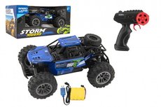 Auto RC buggy ternn modr 22cm plast 2,4GHz na baterie + dobjec pack