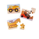 Bigjigs Toys Puzzle 3v1 Stavebn stroje