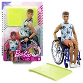 Barbie Model Ken na invalidnm vozku v modrm kostkovanm tlku